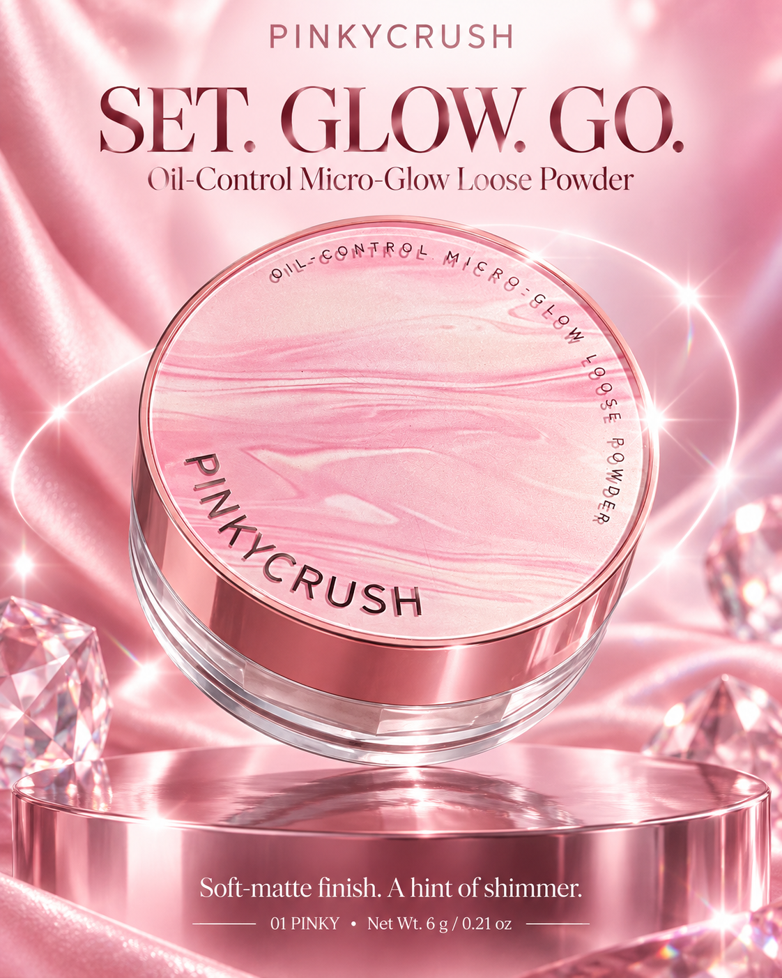 PINKYCRUSH Oil-Control Micro-Glow Loose Powder